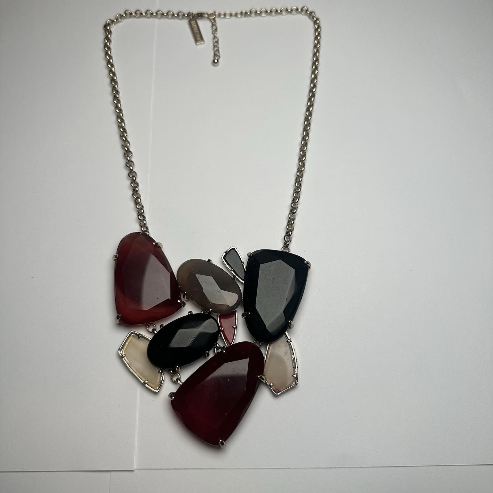 Kendra Scott Tyler Red Grey Black Etc Stone Bib Statement Necklace Gold Tone
